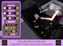 {KK} Zooby Bed (Black Wood) with large fabric hud for Pillows and Blankets
