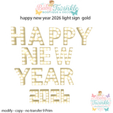 happy new year 2026 light sign  gold
