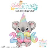 koala 2026with  party hat