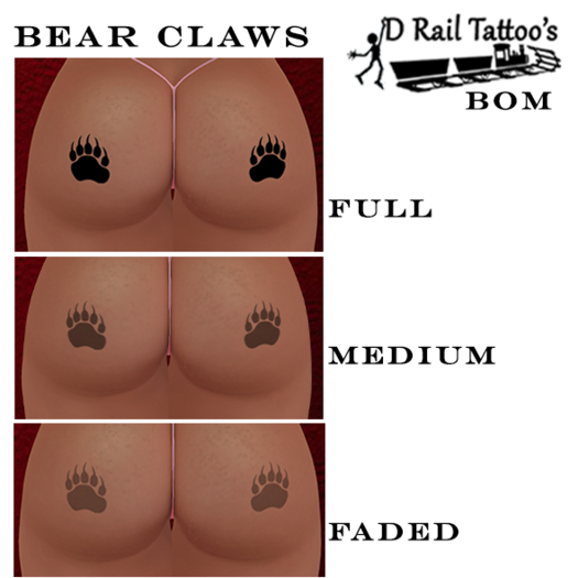 Bear Claw Butt Tattoo  (Both Cheeks) Tattoo – BOM Layers Included