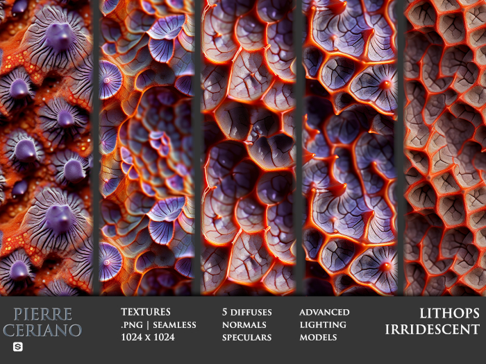 Lithops Irridescent - 5 FULL PERM Textures