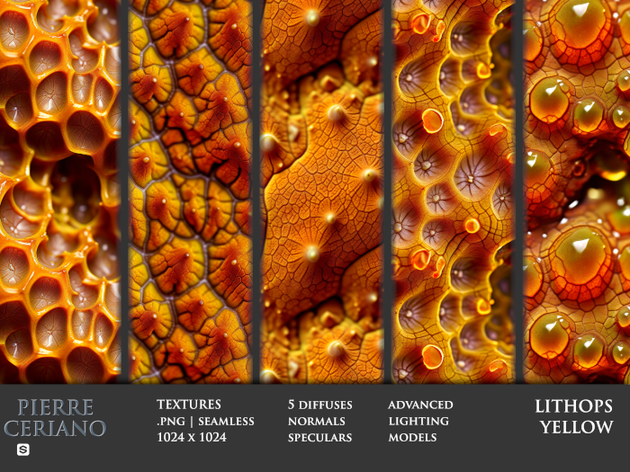 Lithops Yellow - 5 FULL PERM Textures