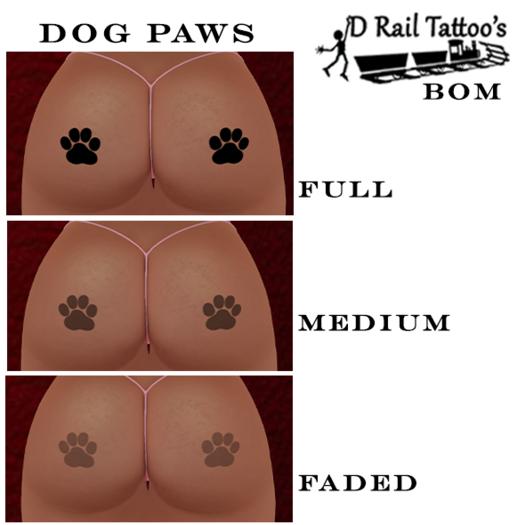 Dog Paw Butt Tattoo (Both Cheeks) Tattoo – BOM Layers Included