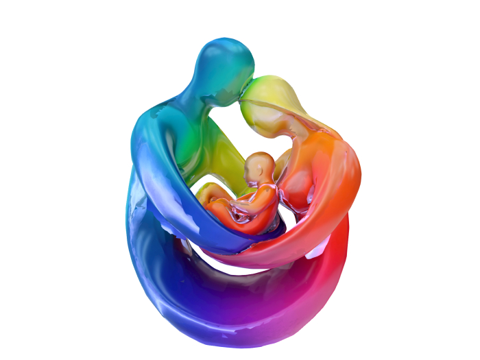 Abstract Father Mother Child Statue FULL PERM