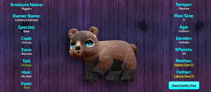 Kreatures Bear - Grizzly - Rygarn