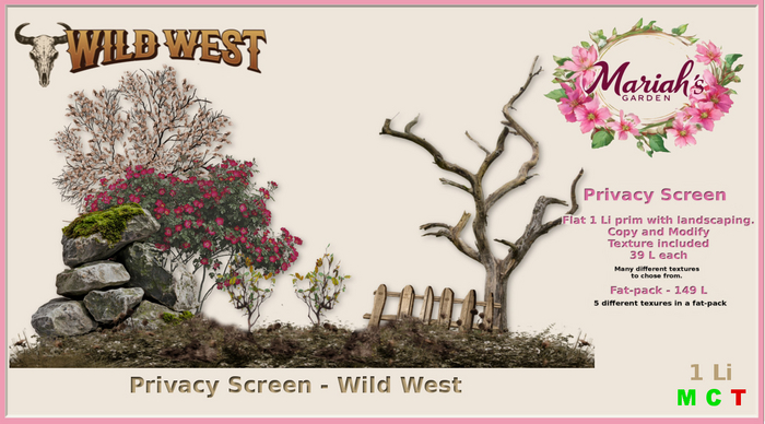 !MG! - Privacy screen - Wild West 3 - Boxed