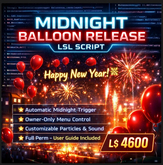 Midnight Balloon Release LSL Script – Menu-Enabled New Year Countdown & Particle Celebration (Full Perm)