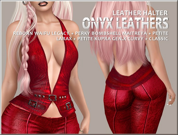 Leather Halter - Rasberry