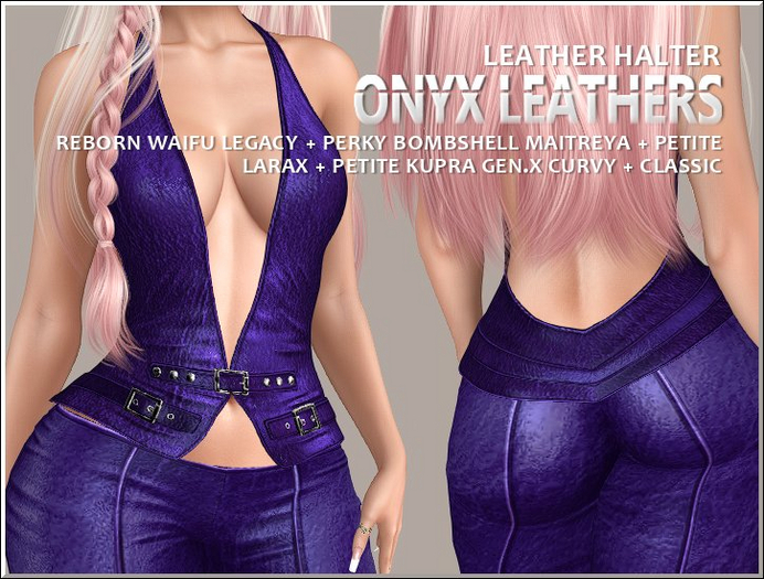 Leather Halter - Purple