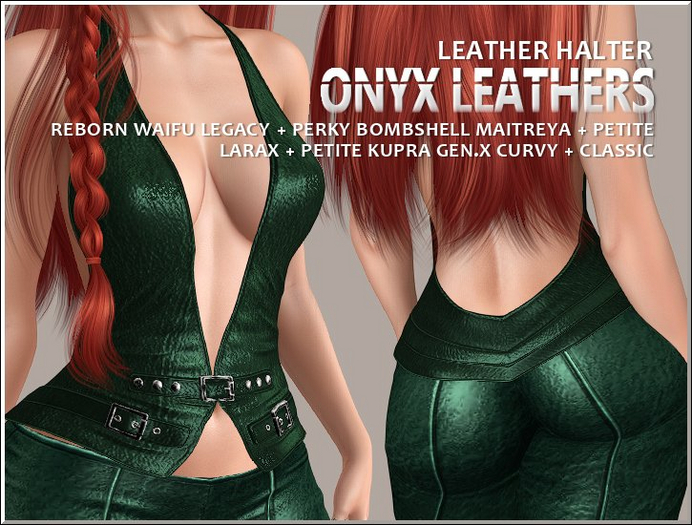 Leather Halter - Emerald Green