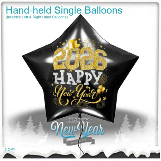 2026 Happy New Year Single Balloons - TOP HAT (ADD)
