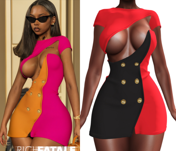 $RICH FATALE - PAULA DRESS - ROUGE/ONYX