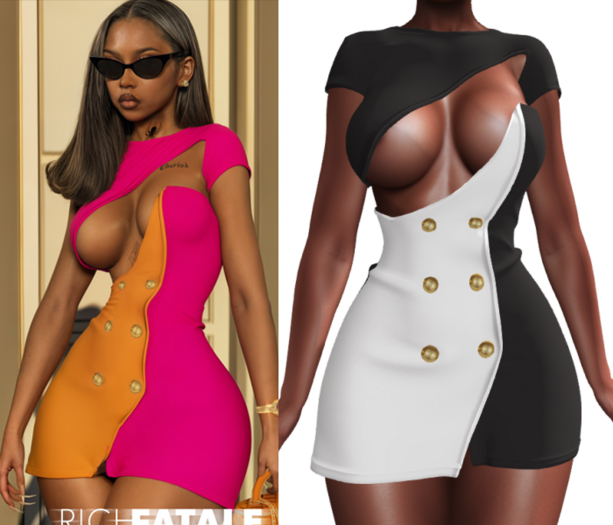 $RICH FATALE - PAULA DRESS - ONYX/WHITE
