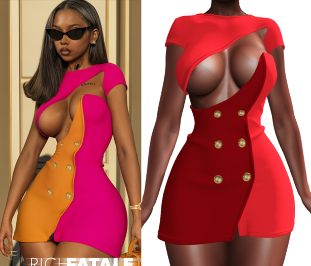 $RICH FATALE - PAULA DRESS - MAROON/ROUGE