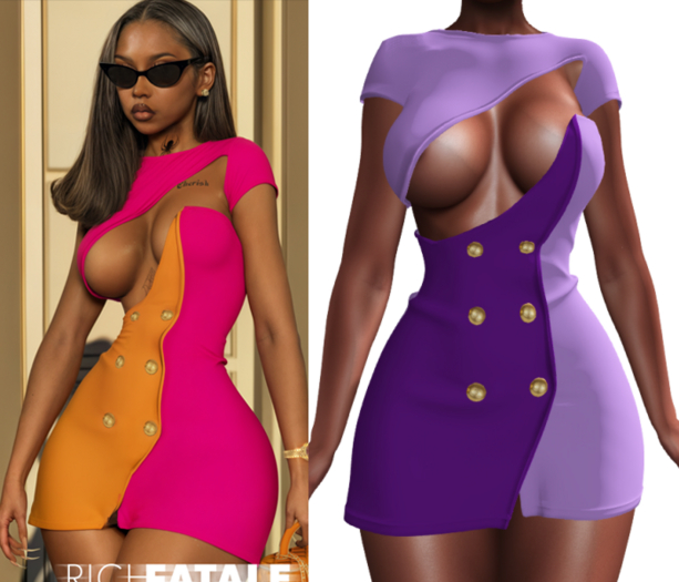 $RICH FATALE - PAULA DRESS - LAVENDER/ROYAL