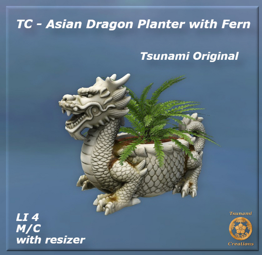 TC - Asian Dragon Planter with Fern