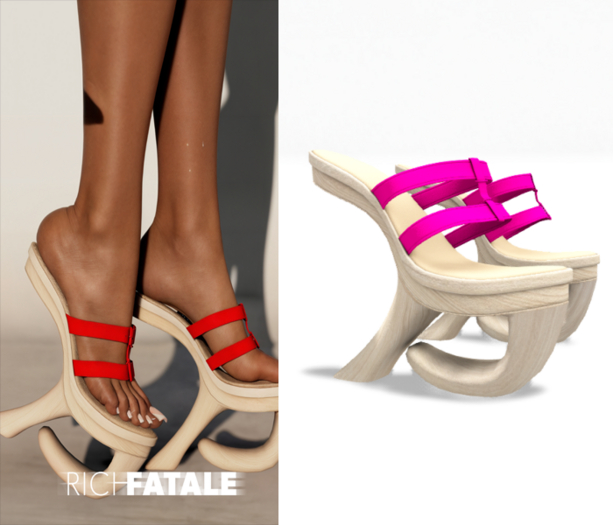 $RICH FATALE - RAVEN WOOD WEDGES - DOLL