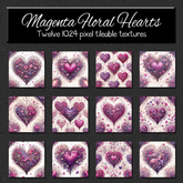 *Wallflowers* Magenta Floral Hearts