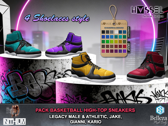 (HASSEL) PACK MEN'S BASKETBALL SHOES HIGH-TOP SNEAKERS LEGACY MALE & ATHLETIC, JAKE, GIANNI, KARIO 508