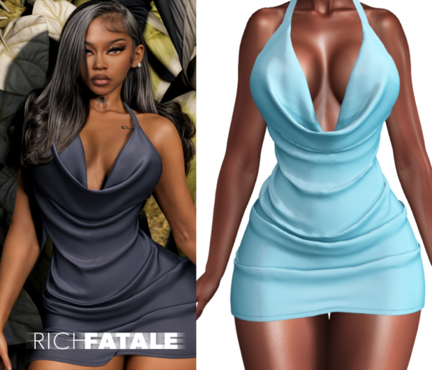 $RICH FATALE - MCKENNA COWL HALTER BODYCON - ENYA