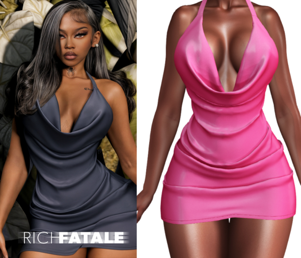 $RICH FATALE - MCKENNA COWL HALTER BODYCON - DOLL