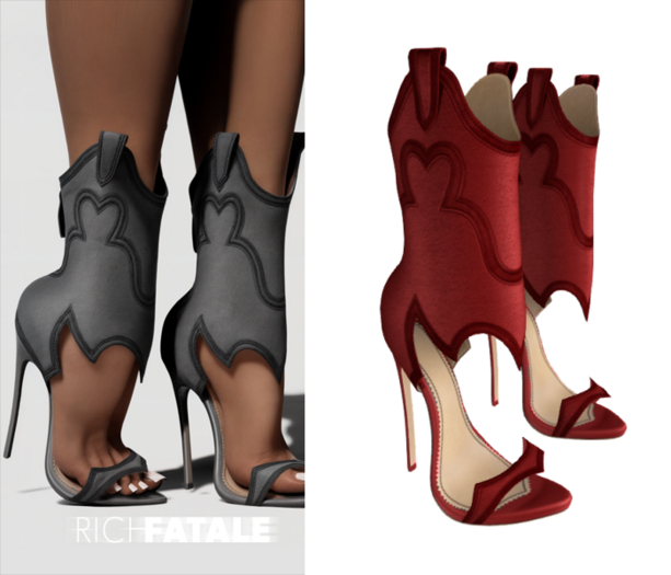 $RICH FATALE - RICH OUTLAW HEELS - ROUGE