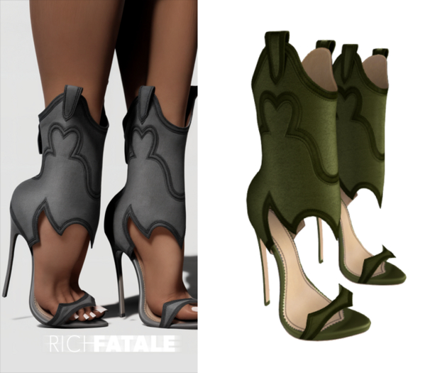 $RICH FATALE - RICH OUTLAW HEELS - OLIVE
