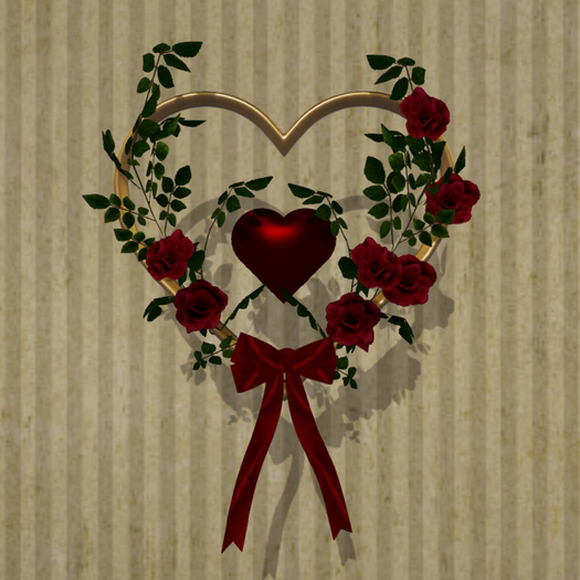 Red Roses Ribbon Heart Wreath 5LI each