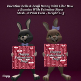 Valentine Bella & Benji Bunny With Lilac Bow1