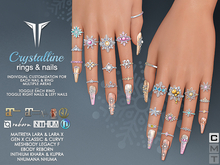 **RE** Crystalline Rings & Nails Set - PBR - Maitreya, Gen X, Meshbody, Inithium, eBODY, NHUMANA