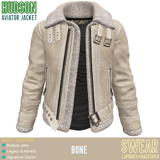 LEATHER AVIATOR JACKET - HUDSON BONE