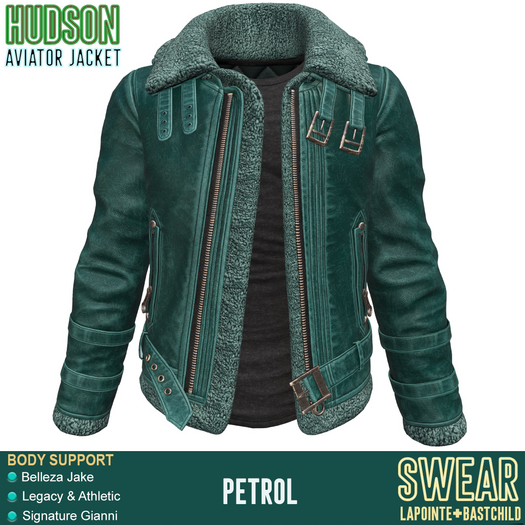 LEATHER AVIATOR JACKET - HUDSON PETROL
