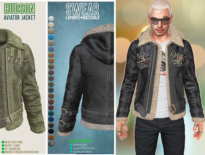 LEATHER AVIATOR JACKET - HUDSON  