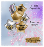 ~R~2026~ New Years Eve Star Balloon Cluster~Static