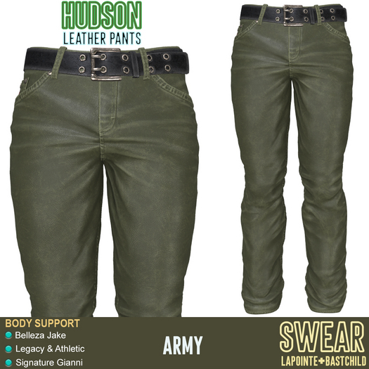 LEATHER PANTS - HUDSON ARMY