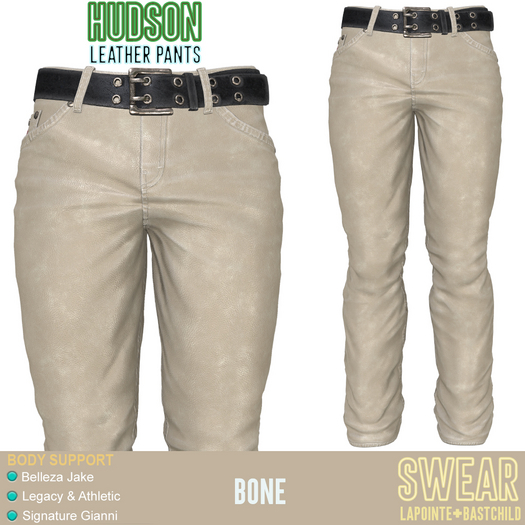 LEATHER PANTS - HUDSON BONE