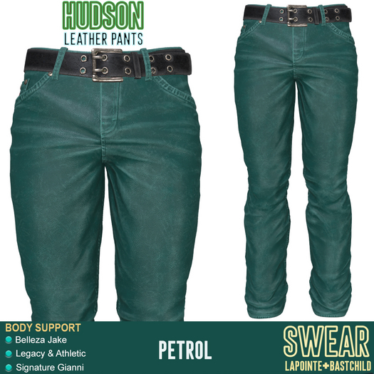 LEATHER PANTS - HUDSON PETROL