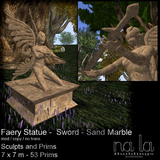 nala Fairy Statue Sword Sand Marble
