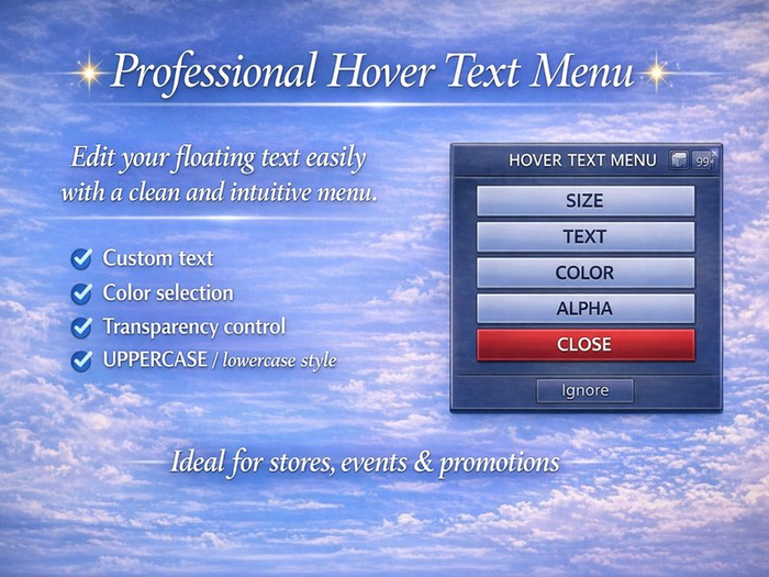 Hover Text Manager Script - Menu - Professional Floating Text 
