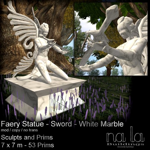 nala Fairy Statue Sword White Marble