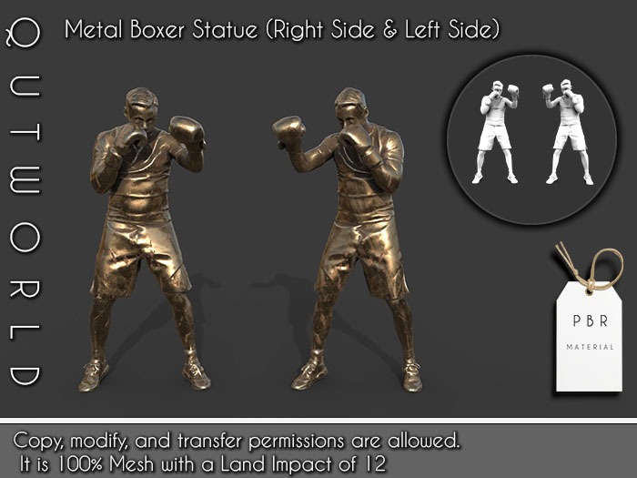 .::QUTWORLDT Metal Boxer Statue (Right Side & Left Side) (Low Poly / PBR)