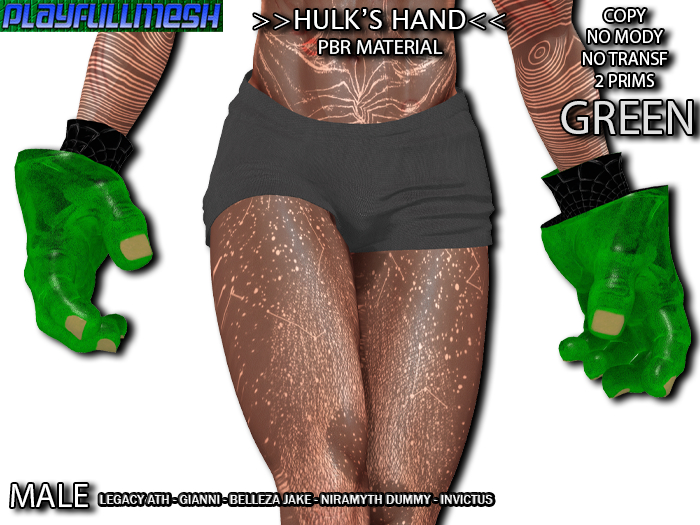**Hulk's Hand MALE (GREEN)**PlayFullMesh