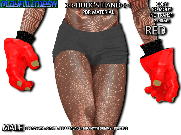 **Hulk's Hand MALE (RED)**PlayFullMesh