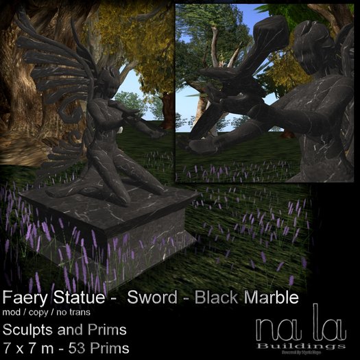 nala Fairy Statue Sword Black Marble