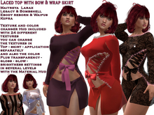 Laced top with bow & wrap skirt (ADD)