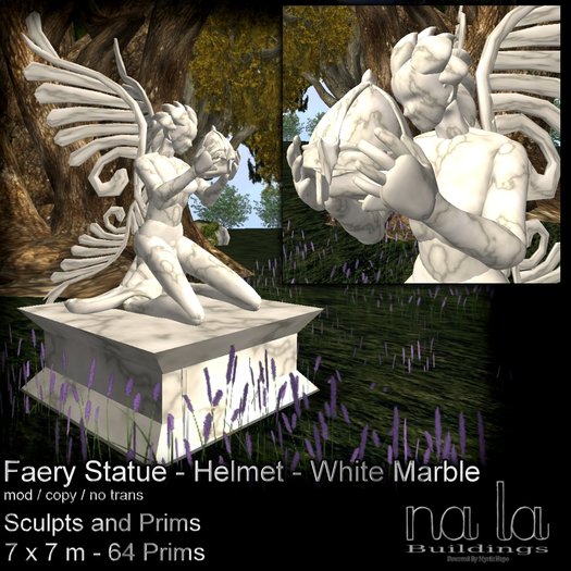 nala Fairy Statue Helmet White Marble