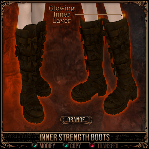 =^.^= Curious Kitties - Inner Strength Boots - Orange
