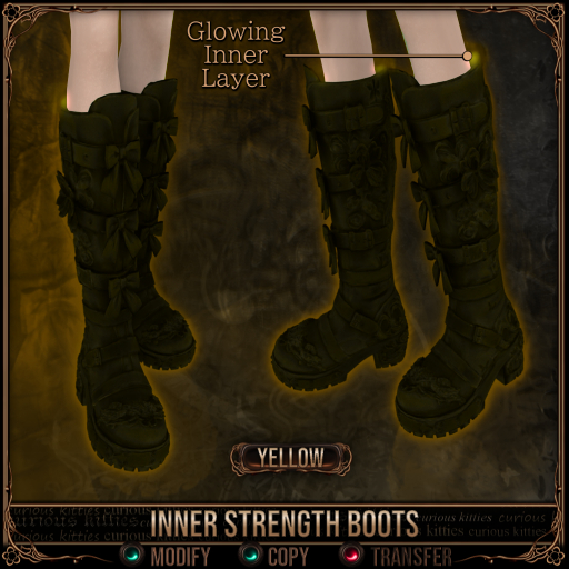 =^.^= Curious Kitties - Inner Strength Boots - Yellow