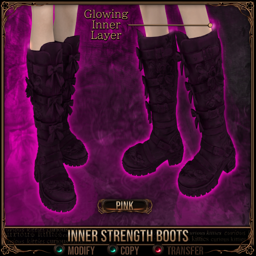 =^.^= Curious Kitties - Inner Strength Boots - Pink