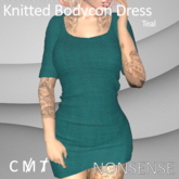 Knitted Bodycon Dress - Teal